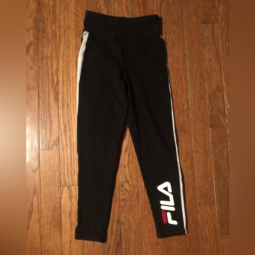FILA Kids Black Leggings with White Stripe